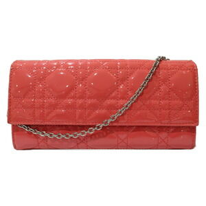 Cannage Enamel Chain Shoulder Bag Salmon Pink